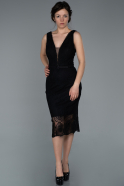 Short Black Laced Invitation Dress ABK941