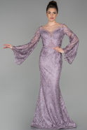 Long Lavender Laced Evening Dress ABU1578
