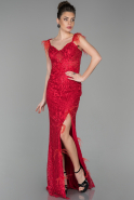 Long Red Laced Mermaid Prom Dress ABU1580