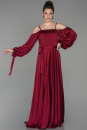 Long Burgundy Satin Evening Dress ABU1581