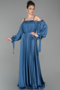 Long Indigo Satin Evening Dress ABU1581
