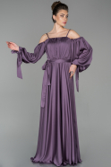 Long Lavender Satin Evening Dress ABU1581