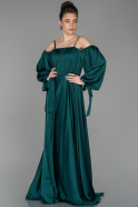 Long Emerald Green Satin Evening Dress ABU1581