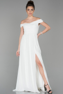 Long White Chiffon Evening Dress ABU1674