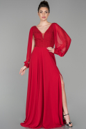 Long Red Chiffon Oversized Evening Dress ABU1732