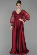 Long Burgundy Satin Evening Dress ABU1588