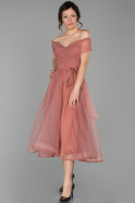 Midi Rose Colored Invitation Dress ABK482