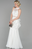 Long White Laced Evening Dress ABU1602