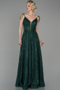 Emerald Green Long Laced Engagement Dress ABU1430
