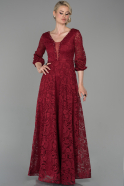 Long Burgundy Laced Evening Dress ABU1605
