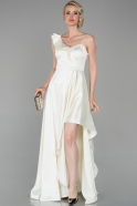 Long White Satin Evening Dress ABU1612