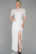 Long White Laced Evening Dress ABU1597