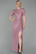 Long Powder Color Laced Evening Dress ABU1597