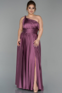 Long Lavender Satin Plus Size Evening Dress ABU1619