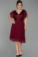 Short Burgundy Plus Size Evening Dress ABK953