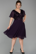 Short Purple Plus Size Evening Dress ABK953