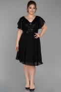 Short Black Plus Size Evening Dress ABK953