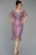 Short Lavender Laced Plus Size Evening Dress ABK957