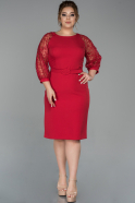Short Red Plus Size Evening Dress ABK958