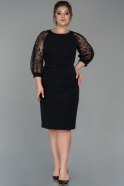 Short Black Plus Size Evening Dress ABK958