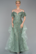 Long Turquoise Laced Engagement Dress ABU1394