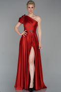 Red Long Satin Engagement Dress ABU1270