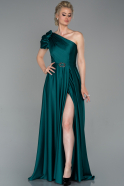 Long Emerald Green Satin Engagement Dress ABU1270