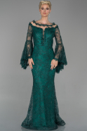 Long Emerald Green Laced Mermaid Prom Dress ABU1395