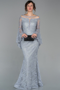 Long Grey Laced Mermaid Prom Dress ABU1395