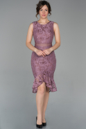 Short Lavender Laced Evening Dress ABK616