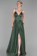 Long Olive Drab Satin Evening Dress ABU1458