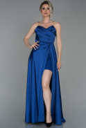 Long Sax Blue Satin Prom Gown ABU1682