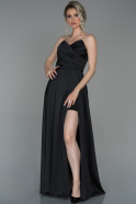 Long Black Satin Prom Gown ABU1682