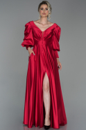 Long Red Satin Evening Dress ABU1695