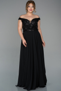 Long Black Chiffon Oversized Evening Dress ABU1658