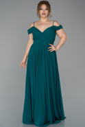 Long Emerald Green Chiffon Oversized Evening Dress ABU1660