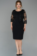 Short Black Dantelle Oversized Evening Dress ABK954