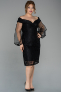 Short Black Dantelle Oversized Evening Dress ABK979