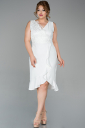 Short White Plus Size Evening Dress ABK972