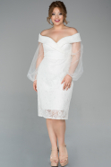 Short White Dantelle Oversized Evening Dress ABK979