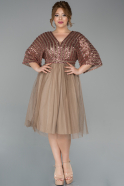 Short Copper Oversized Evening Dress ABK987
