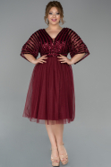 Short Burgundy Oversized Evening Dress ABK987