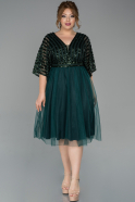 Short Emerald Green Oversized Evening Dress ABK987