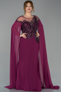 Long Plum Chiffon Oversized Evening Dress ABU1701