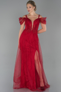 Long Red Dantelle Evening Dress ABU1706