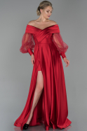 Long Red Satin Evening Dress ABU1709