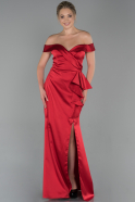 Long Red Satin Evening Dress ABU1713