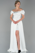 Long White Satin Evening Dress ABU1716