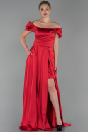 Long Red Satin Evening Dress ABU1716