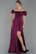 Long Plum Satin Evening Dress ABU1716